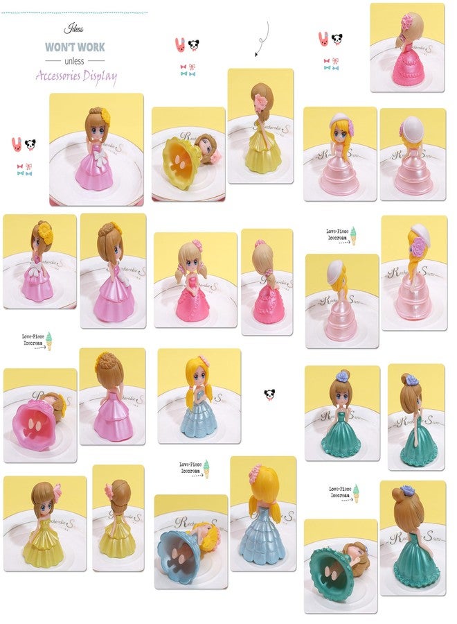 Spiaty Plastic Princess Dress Girl Home, Car and Office Decor Figurine (Small, Multi, Set of 6) - Image 3
